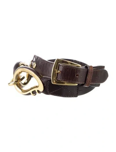 Pre-owned Etro Skinny Leather Belt In Brown