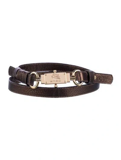 Pre-owned Etro Skinny Leather Belt In Brown
