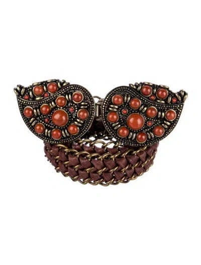Pre-owned Etro Skinny Leather Belt In Brown