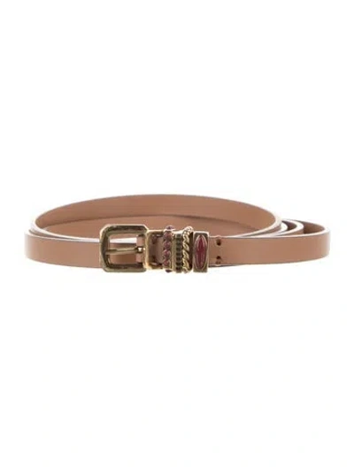 Pre-owned Etro Skinny Leather Belt In Neutrals