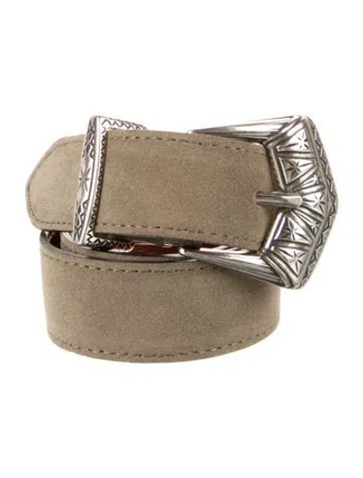 Pre-owned Etro Skinny Suede Belt In Green