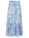 Etro Maxi Cotton Skirt With Contrasting Floral Paisley Print