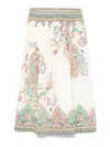Etro Womens Print On White Base Floral-print High-rise Cotton Midi Skirt In Beige