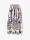 Etro Paisley Print Cotton Midi Skirt In Beige