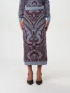 Etro Knit Wool Midi Pencil Skirt In Blau