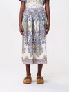 Etro Paisley Print Cotton Midi Skirt In Gnawed Blue