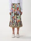Etro High-rise Floral Cotton Midi Skirt In Multicolor
