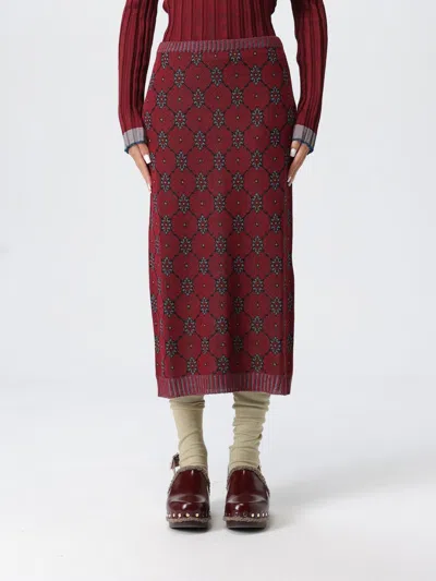 Etro Jacquard-knit Midi Skirt In Burgundy
