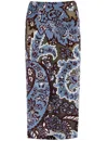 Etro Printed Midi Skirt In Multicolor On Pale Blue Base