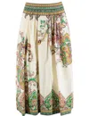 Etro Floral Paisley Print Midi Skirt In Print On White Base