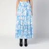 Etro Maxi Cotton Skirt With Contrasting Floral Paisley Print In Multicolor