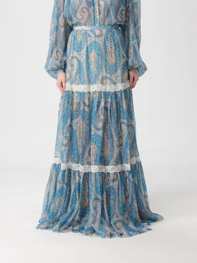 Etro Women Silk Crepon Maxi Skirt In Blue