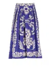Etro Blue-white Paisley Midi Skirt