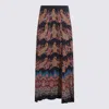 Etro Multicolor Silk Skirt In Blue