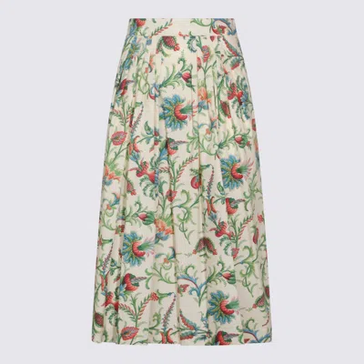 Etro High Waist Floral A Line Midi Skirt In Multi