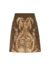 Etro Mini Skirt With Metallic Print In Brown