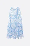 Etro Maxi Cotton Skirt With Contrasting Floral Paisley Print In Multicolor