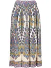 Etro Paisley Print Cotton Midi Skirt In Multicolour