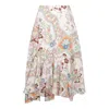 Etro Asymmetric Floral-print Cotton-poplin Midi Skirt In Red