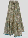 Etro Printed Cotton High Rise Midi Skirt In Stampafondobianco