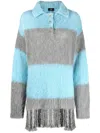 Etro Women's Striped Wool Blend Polo Shirt In Sky Blue