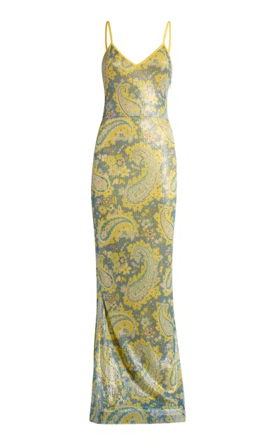 Etro Sleeveless Cami Maxi Dress In Green