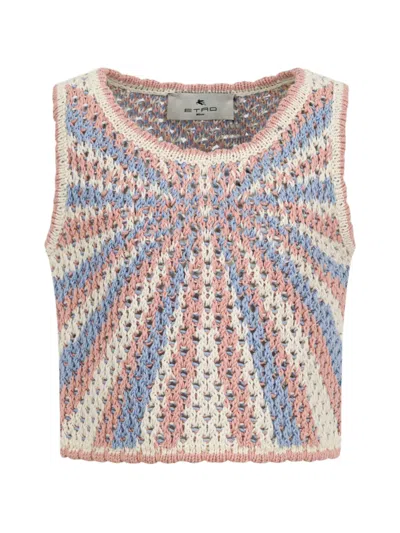Etro Kids' Sleeveless Crocheted Top In Multi