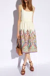 Etro Floral Embroidered Midi Dress With Square Neckline In Multicolour