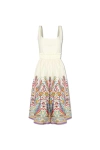 Etro Floral Embroidered Midi Dress With Square Neckline In White