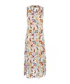 Etro Multicolor Sleeveless Long Dress With Round Neck And All-over Floral Print In Viscose Blend Woman In White