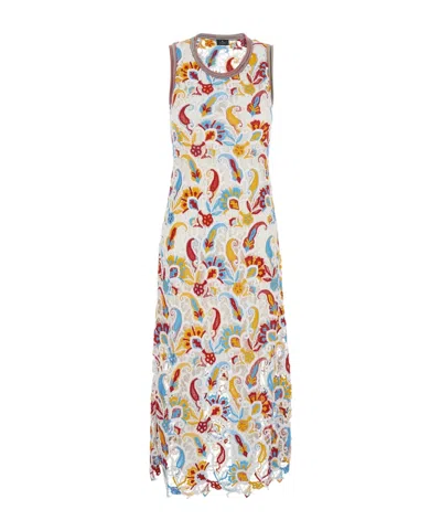 ETRO ETRO FLORAL MOTIF LACE MIDI DRESS