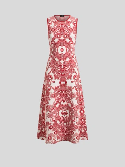 ETRO , SLEEVELESS DRESS WITH LACE MOTIF, WOMAN, BURGUNDY, SIZE 46