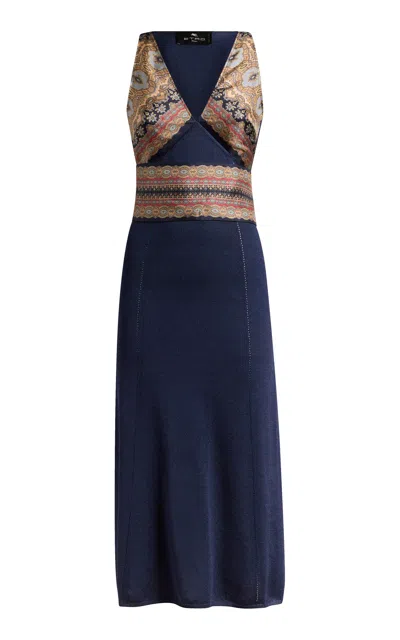 Etro Sleeveless Knit Cotton-blend Midi Dress In Multi