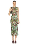 Etro Paisley Print Sleeveless Mesh Body-con Dress In Burgundy