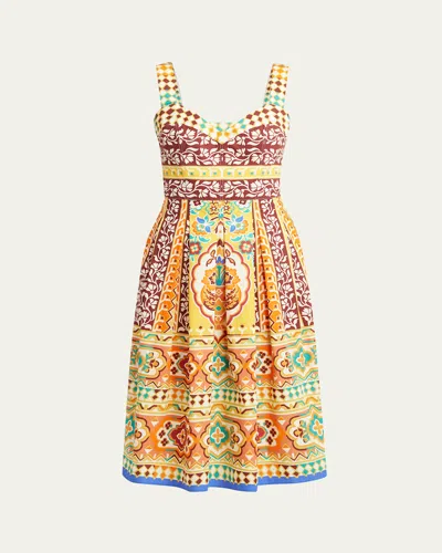 Etro Sleeveless Pleated Poplin Midi Dress