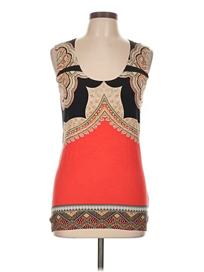 Pre-owned Etro Sleeveless Top Orange Graphic Pattern Scoop Neck Tops