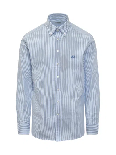 Etro Slim Fit Button-down Shirt For A Polished Look In Blue
