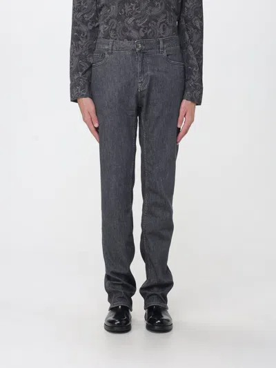 Etro Slim Fit Five-pocket Cotton Denim Jeans With Mid-rise Waist In Gray