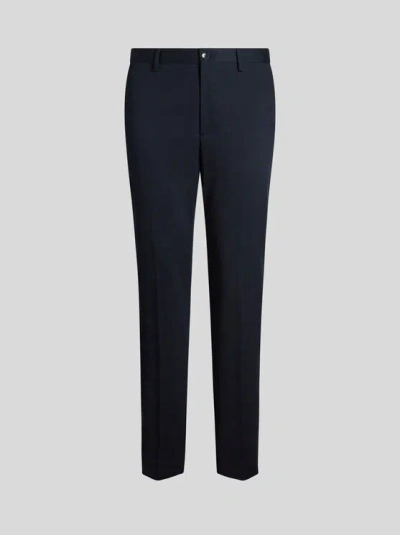 Etro Mid-rise Slim-cut Trousers In Blue