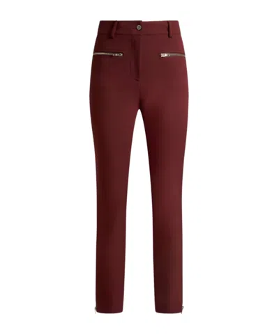 Etro Slim-fit Trousers With Zip In Burgundy