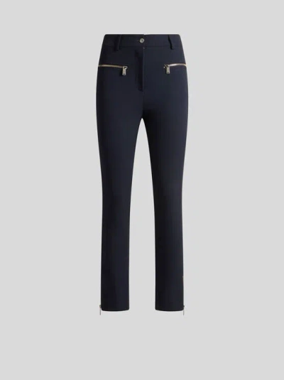 Etro , Slim-fit Trousers With Zip, Woman, Size 48 In Blue