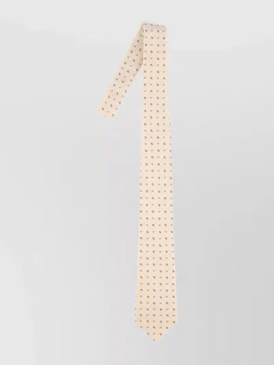 Etro Slim Width Silk Tie With Embroidered Pattern In Pink