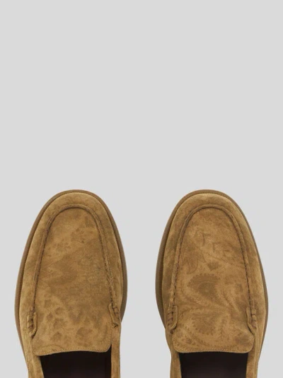 Etro , Slip-ons Aus Bedrucktem Veloursleder, Herren, Kamel, Grösse 41 In Brown