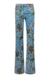 Etro Slouchy Printed Denim Straight-leg Jeans In Blue