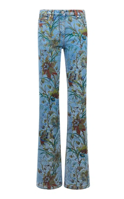 Etro Slouchy Printed Denim Straight-leg Jeans In Blue