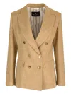Etro Slub-texture Double-breasted Tailored Blazer In Beige