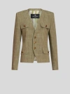 Etro Slub-effect Single-breasted Jacket In Green