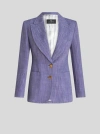 Etro , Slub Fabric Jacket, Woman, Light Blue, Size 48 In Light Blue