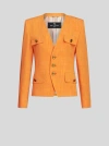 Etro Slub-effect Single-breasted Jacket In Orange