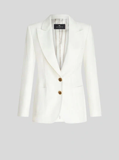 ETRO , SLUB FABRIC JACKET, WOMAN, WHITE, SIZE 48
